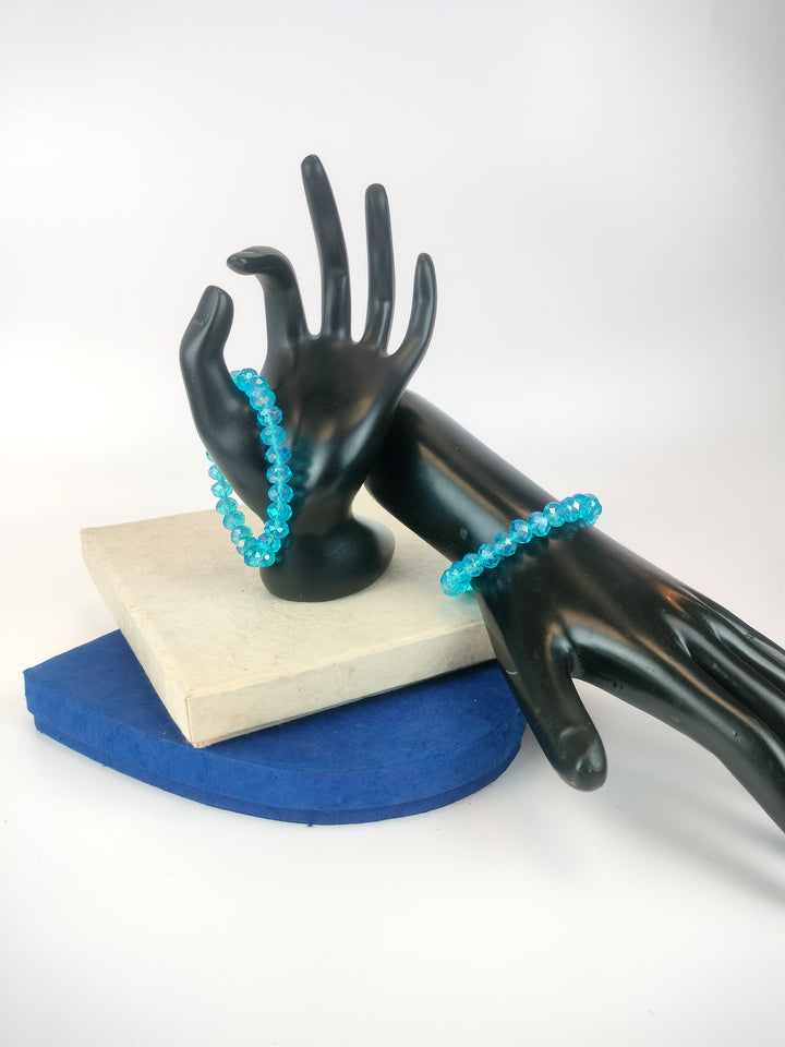 Shimmering Blue Crystal Bracelet Pack of 2 pic