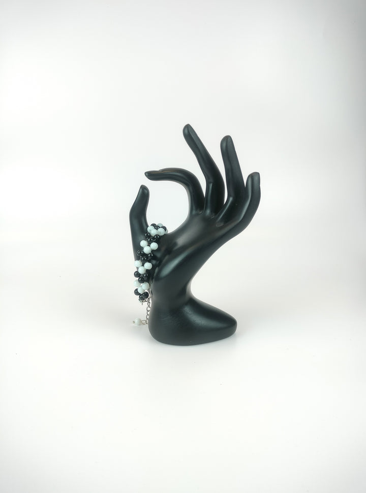 Classic Black and White Beaded Bracelet pack of 2 pic