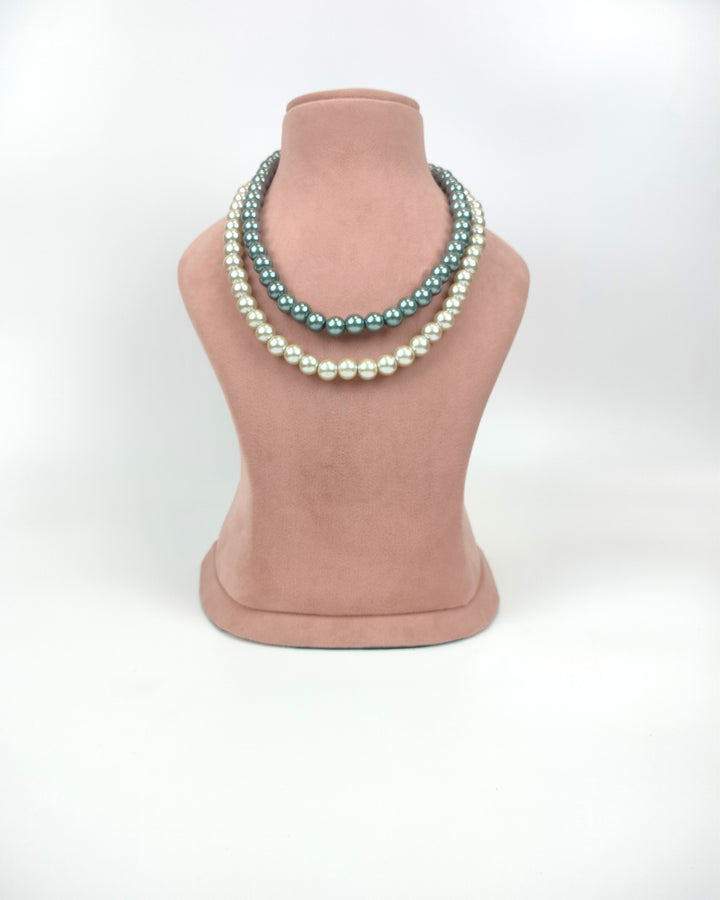 Two-Tone Pearl Necklace Set