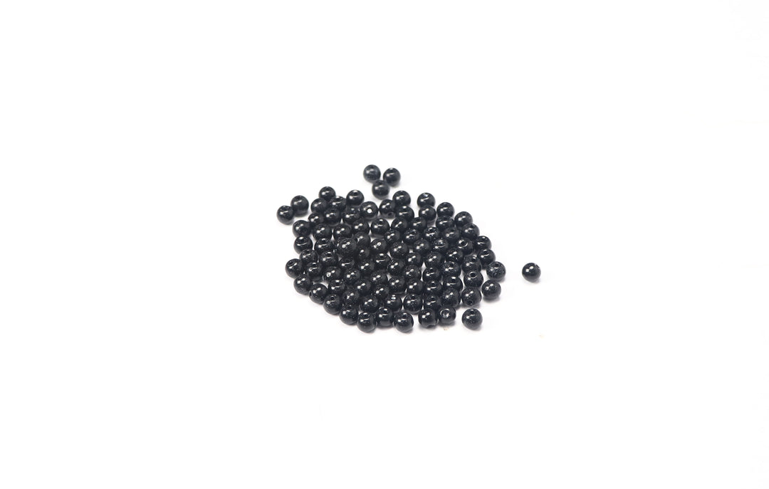 Black Fancy Glass Bead In Round Shape