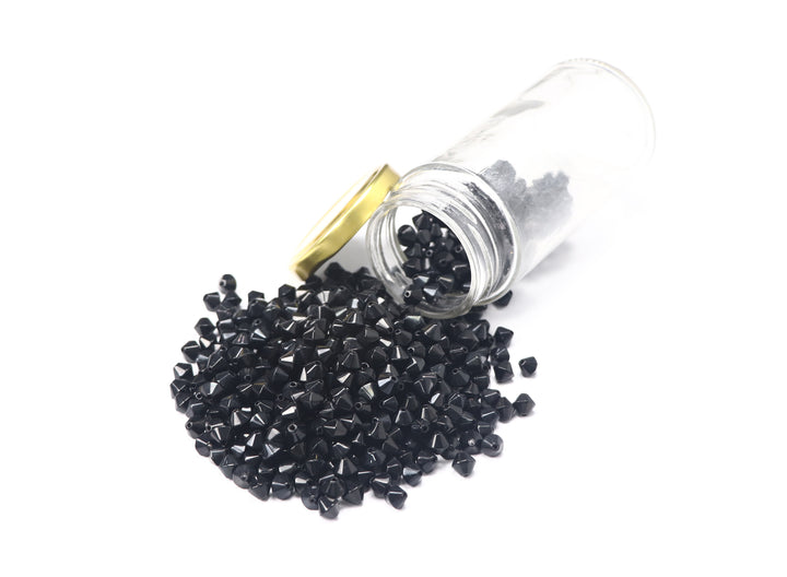 Black Fancy Glass Bead In Bio-Cone Shape
