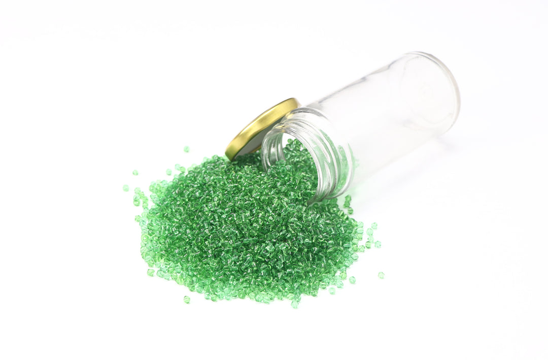 Lite Green Fancy Glass Bead In Bio-Cone Shape
