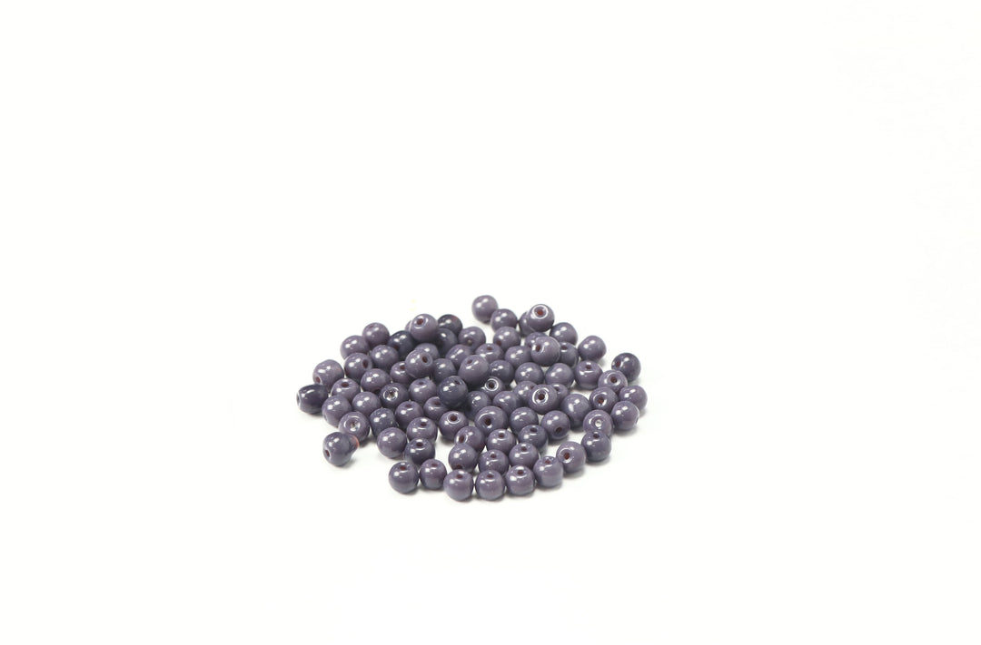 Lilac Fancy Glass Bead In Round Shape