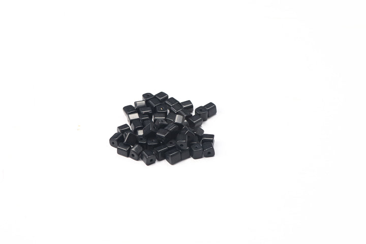 Black Fancy Glass Bead In Square Shape