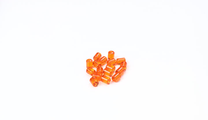 Orange Fancy Glass Bead In Cylindrical Shape