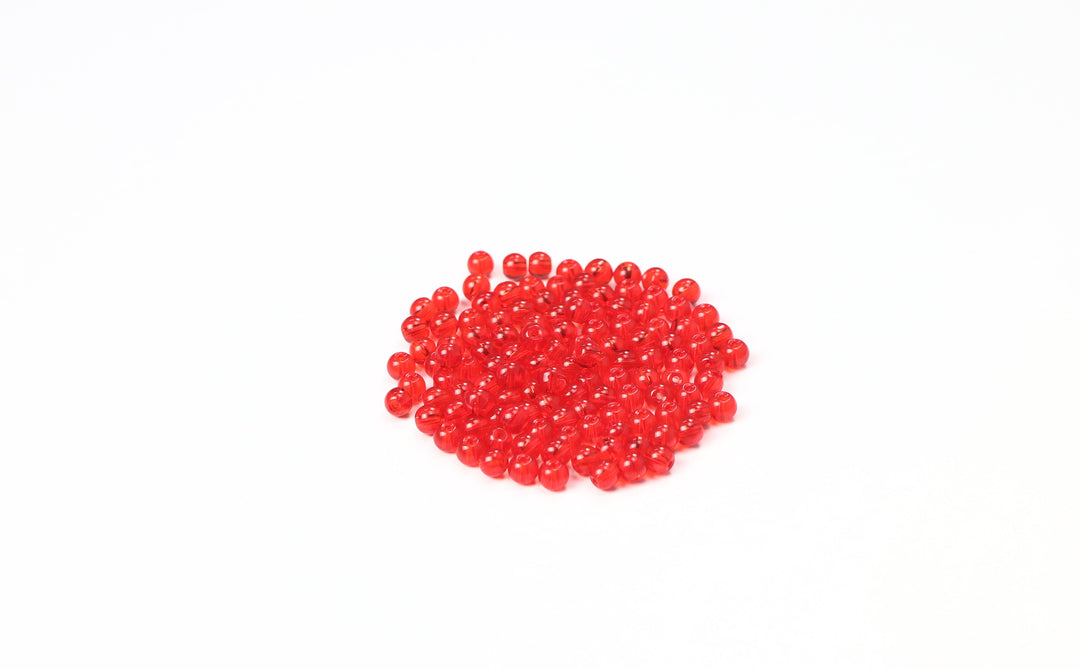 Red Fancy Glass Bead In Round Shape