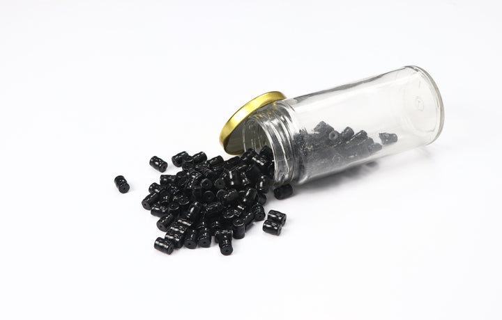 Black Fancy Glass Bead In Cylindrical Shape