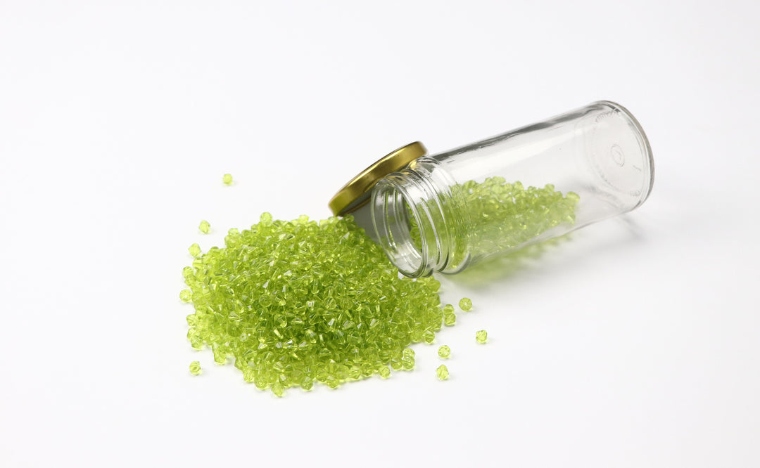 Green Fancy Glass Bead In Bio-Cone Shape