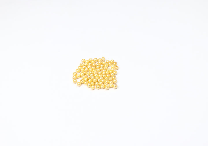 Yellow Fancy Glass Bead In Round Shape
