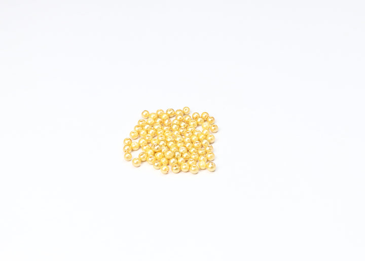 Yellow Fancy Glass Bead In Round Shape