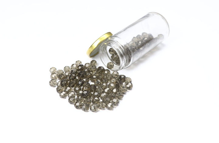 Taupe Fancy Faceted Glass Bead