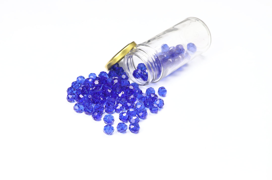 Royal Blue Fancy Faceted Glass Bead