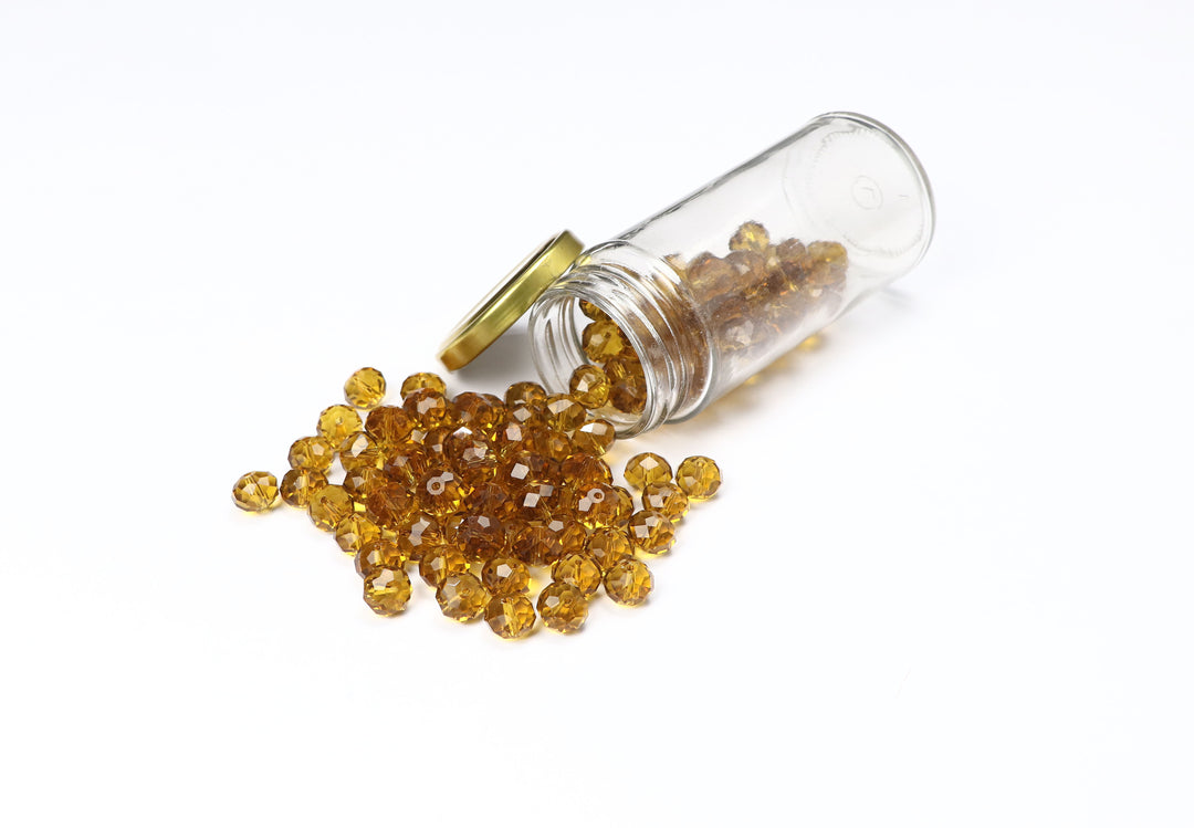 Caramel Fancy Faceted Glass Bead