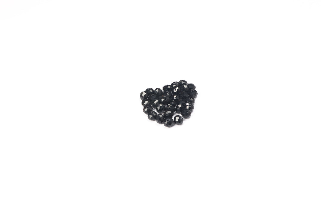 Black Fancy Faceted Glass Bead