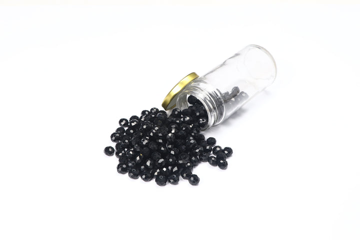 Black Fancy Faceted Glass Bead