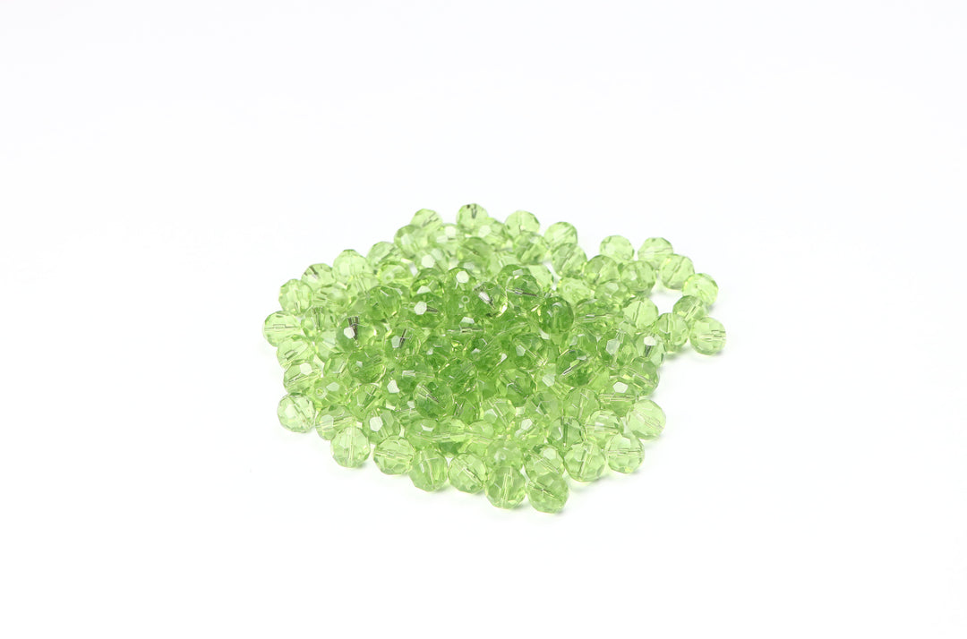 Light Green Fancy Faceted Glass Bead