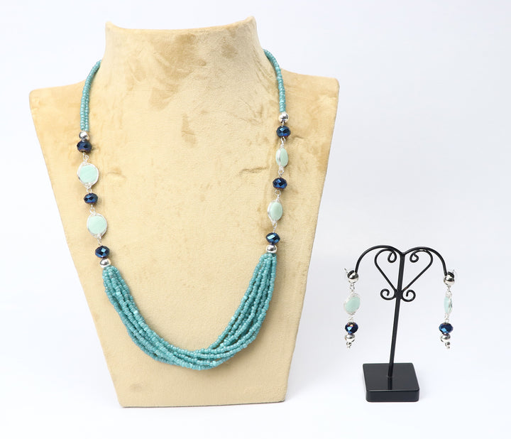 Trendy Seed Beads Neckalce With Faceted Beads