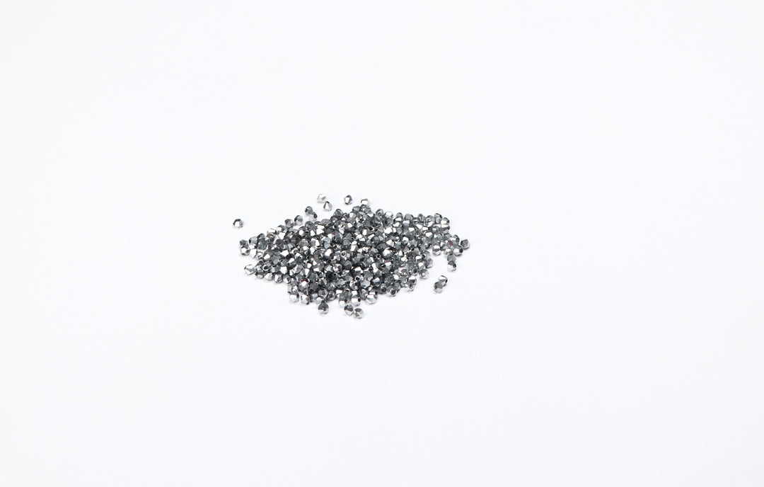 Silver Fancy Faceted Glass Bead