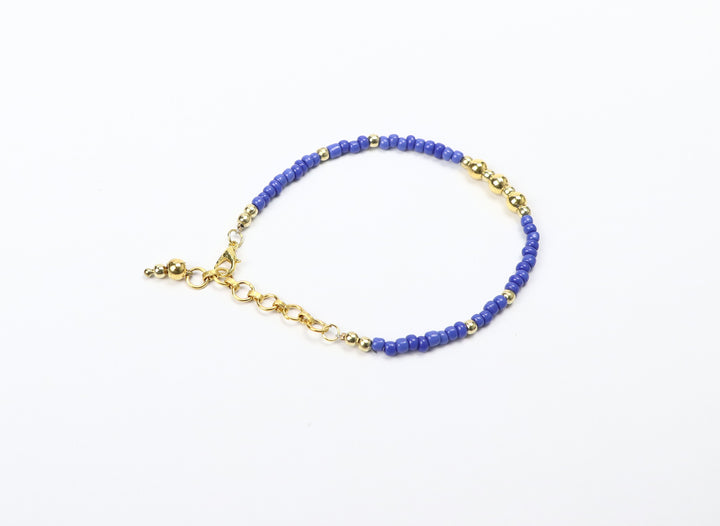 Blue Tone Glass Beads Anklets