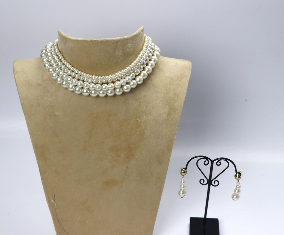 Elegant Multi-Layered Pearl Necklace Set