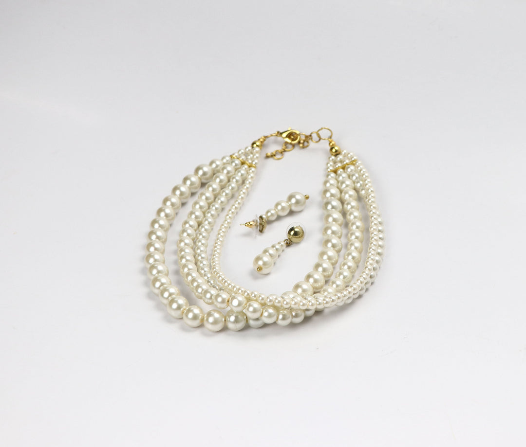 Elegant Multi-Layered Pearl Necklace Set