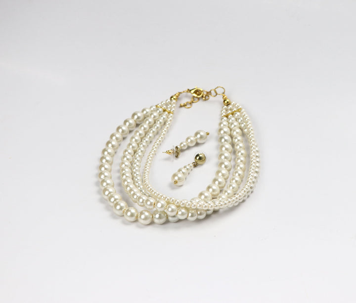 Elegant Multi-Layered Pearl Necklace Set
