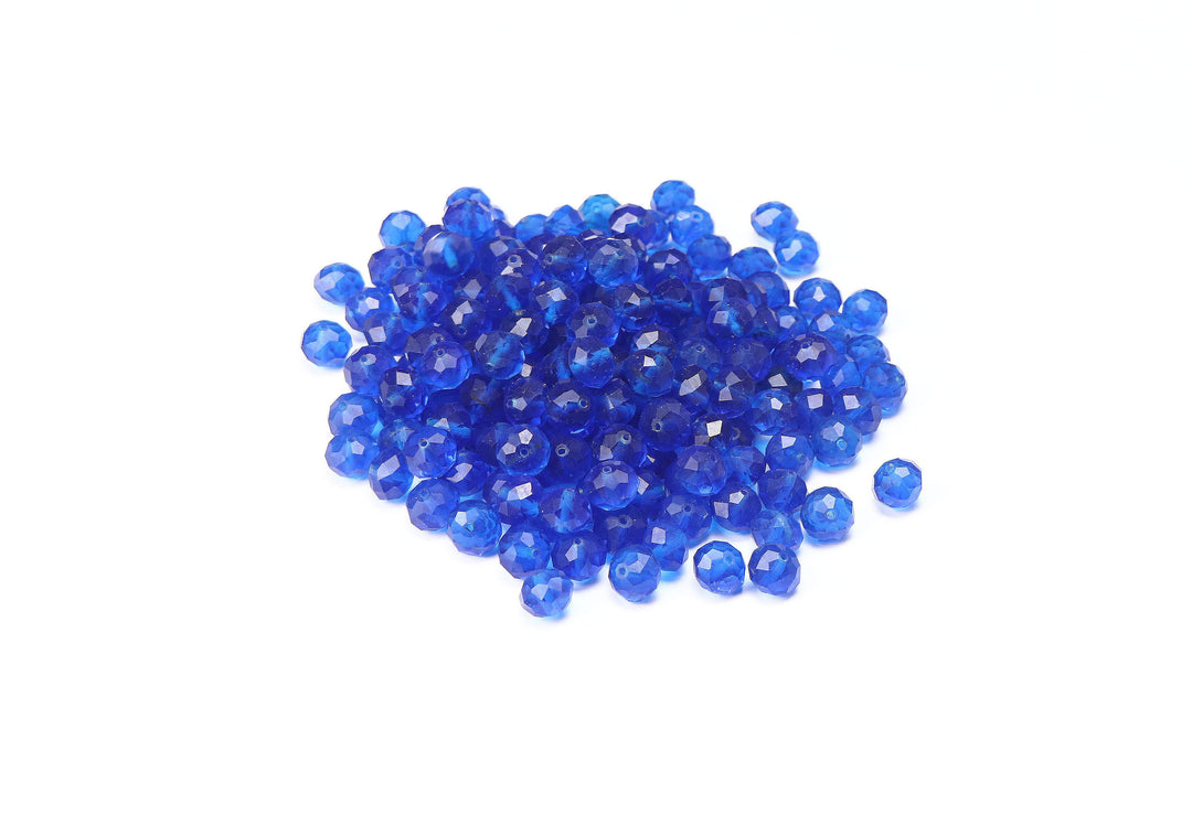 Denim Dark Blue Fancy Faceted Glass Bead
