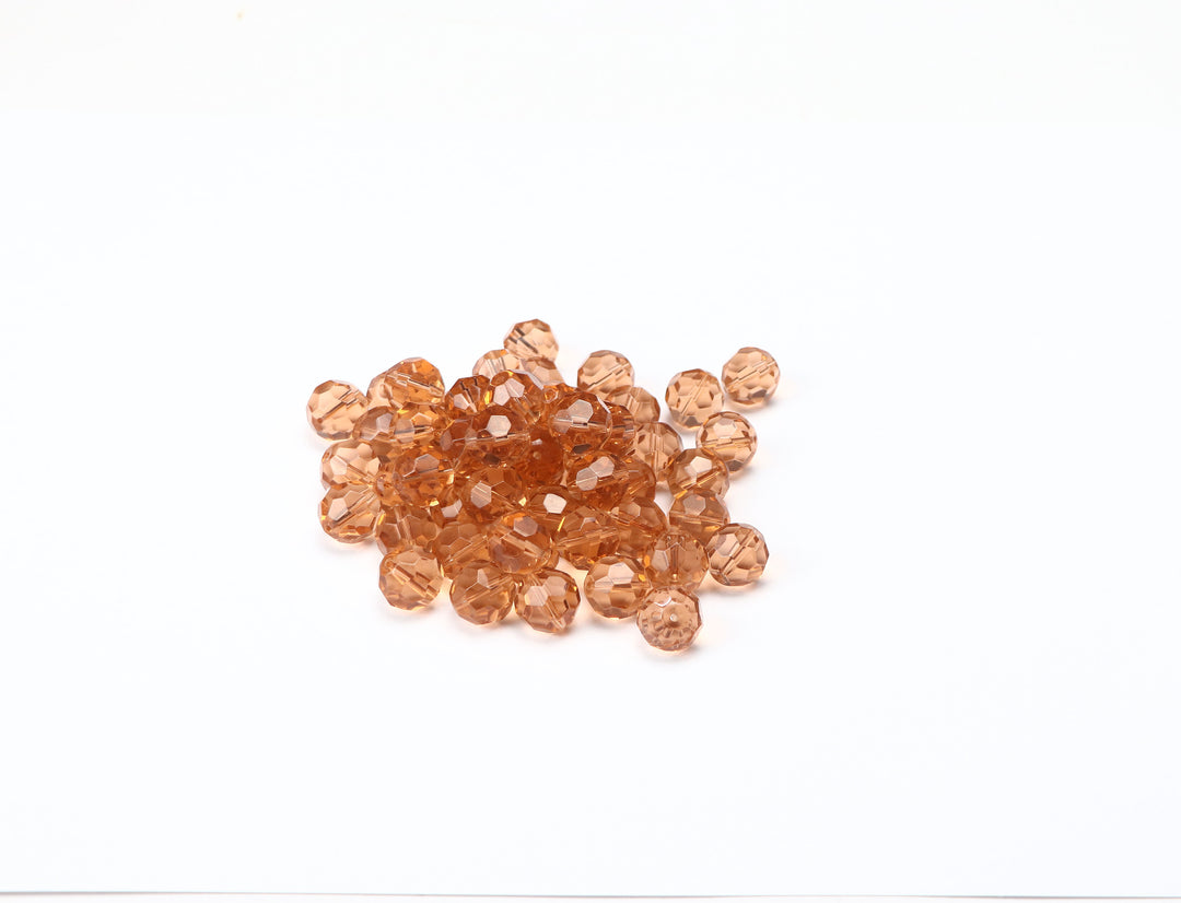 Brown Red Fancy Faceted Glass Bead