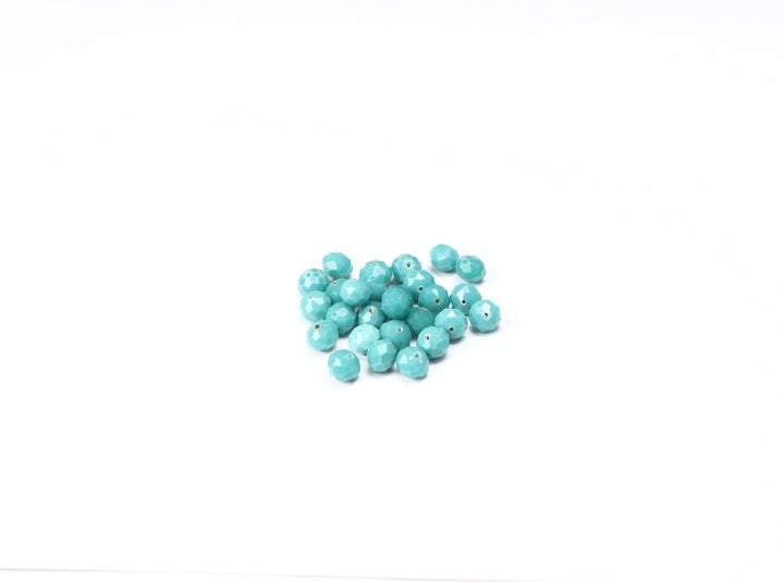 Greenish Blue Fancy Faceted Glass Bead