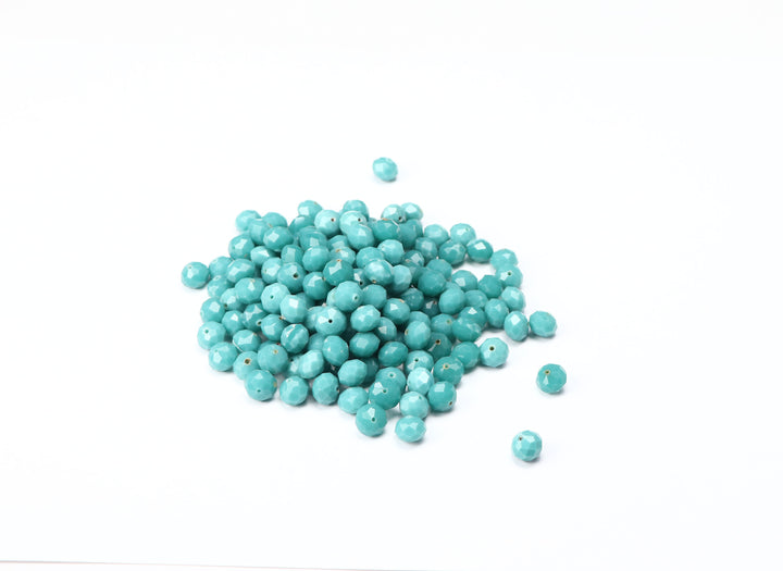 Greenish Blue Fancy Faceted Glass Bead