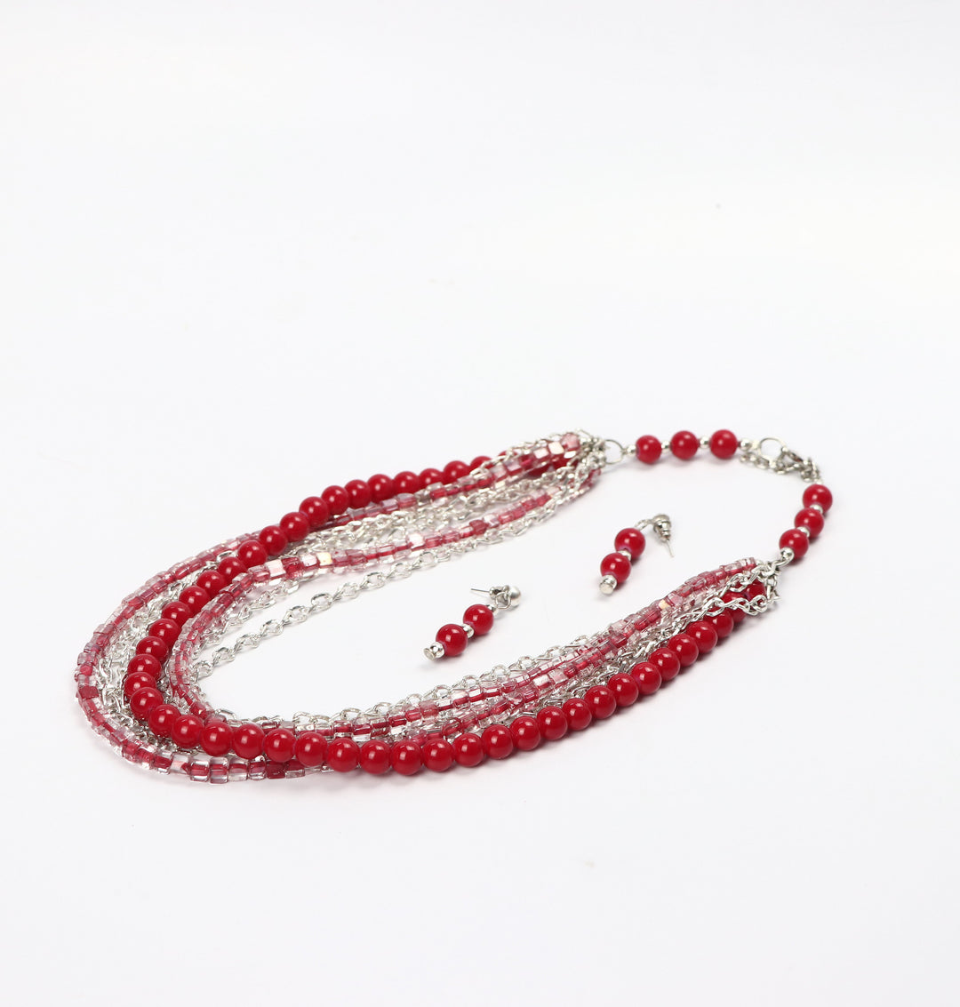 Red Color Multi Layer Trendy Necklace