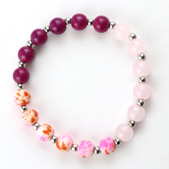 Pink & Purple LOVE Word Bead Stacking Bracelet Set (Gift for Her) Set of (4)