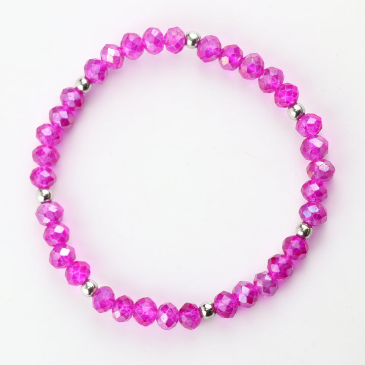 Pink & Purple LOVE Word Bead Stacking Bracelet Set (Gift for Her) Set of (4)