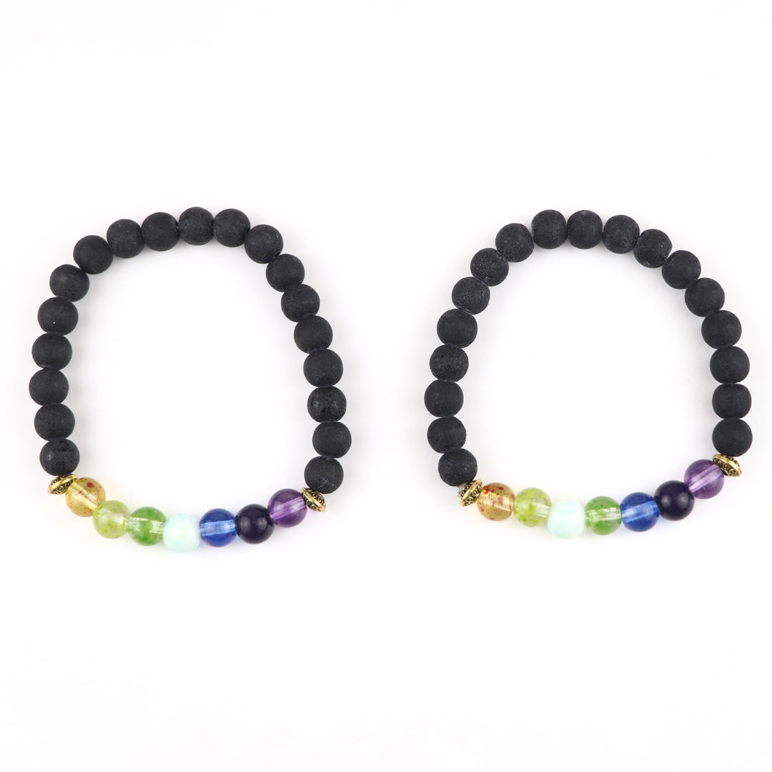 7 Chakra Healing Stretch Bracelet Pair