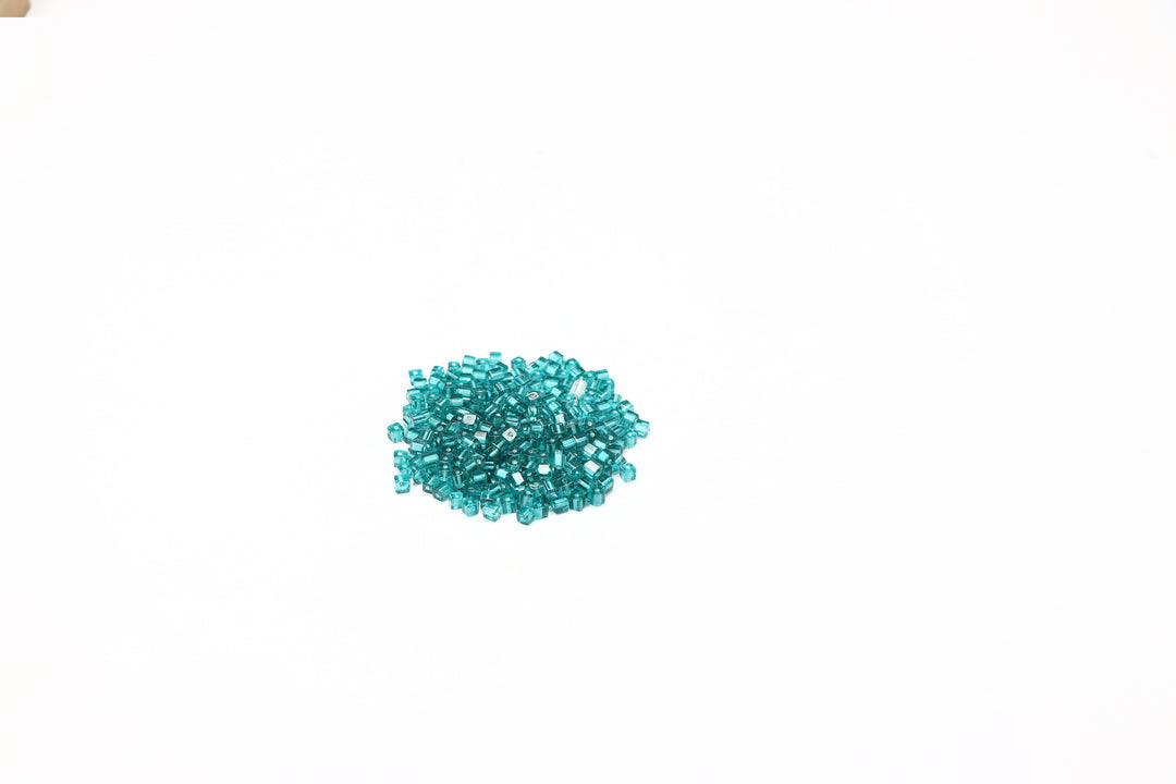 Teal Fancy Glass Bead In Square Shape
