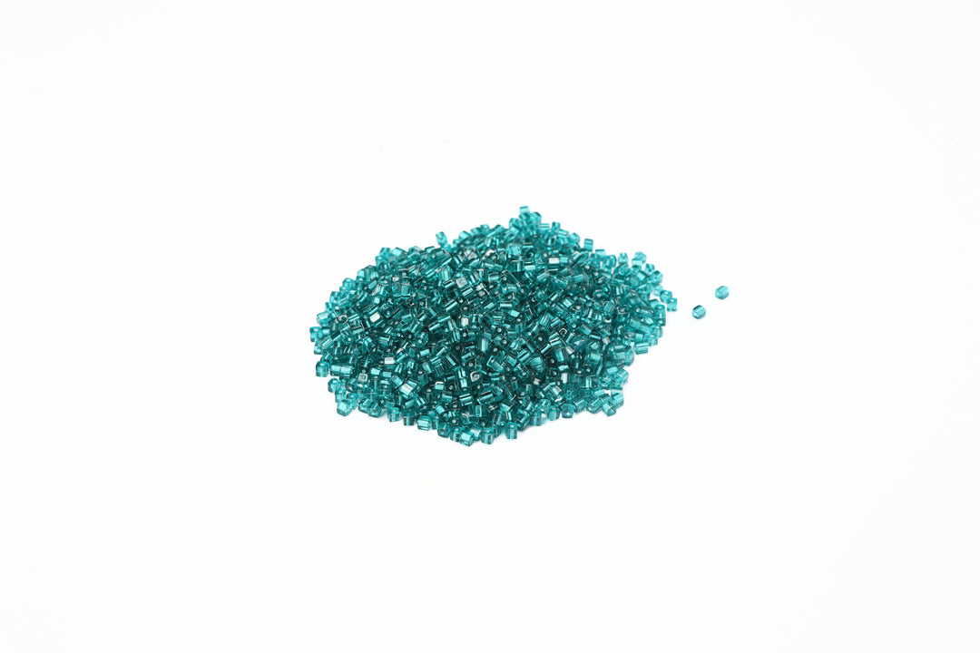 Teal Fancy Glass Bead In Square Shape