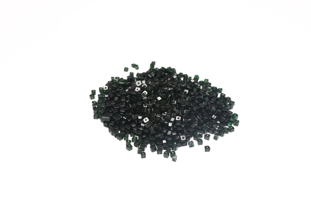 Dark Green Fancy Glass Bead In Square Shape