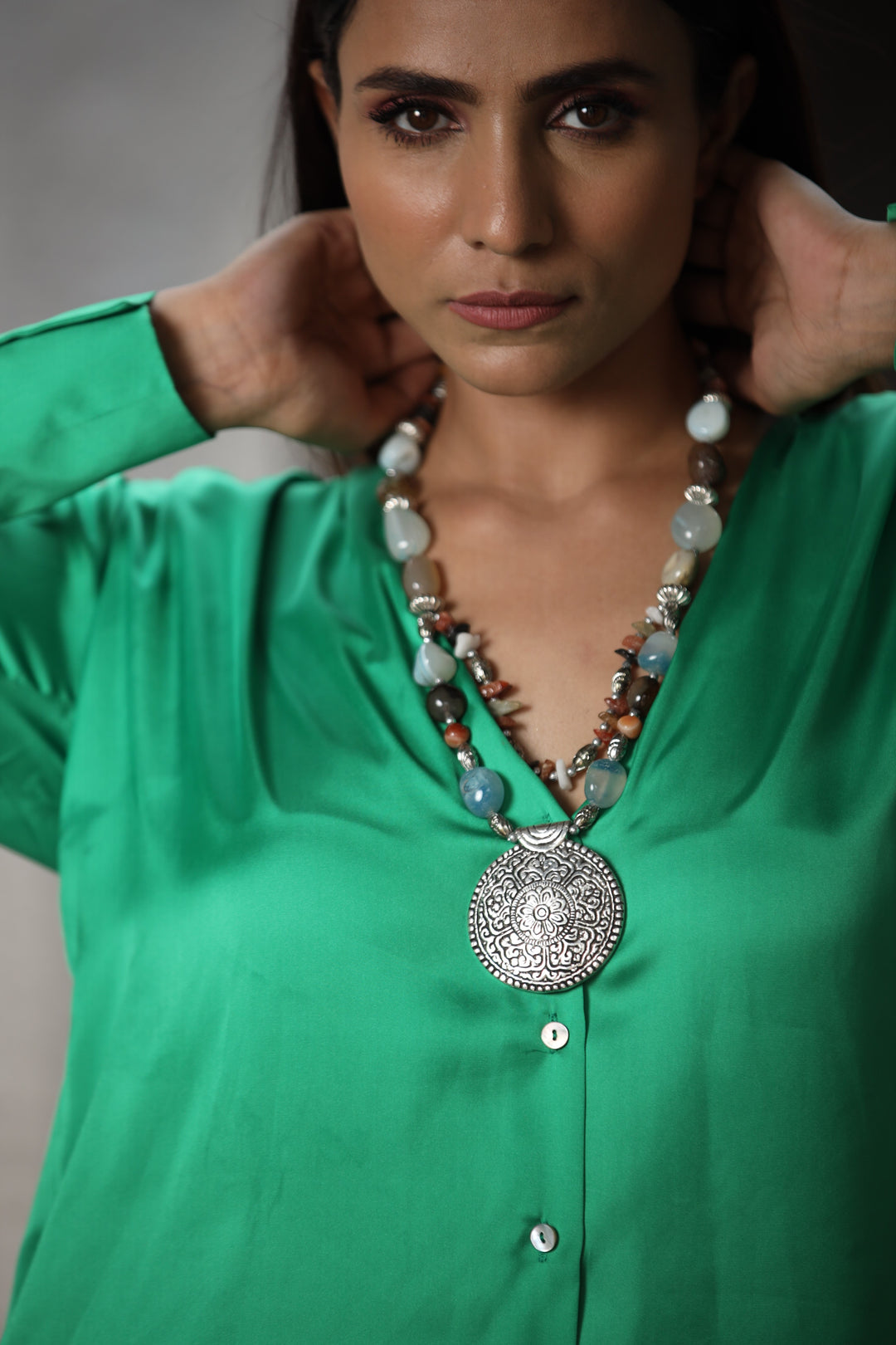 Semi-Precious Stone Necklace With Pendent