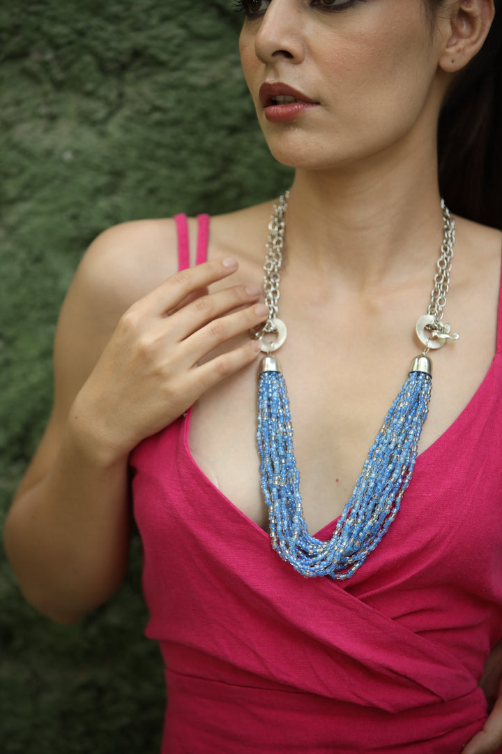 Glass Seed Beads Necklace With Chain