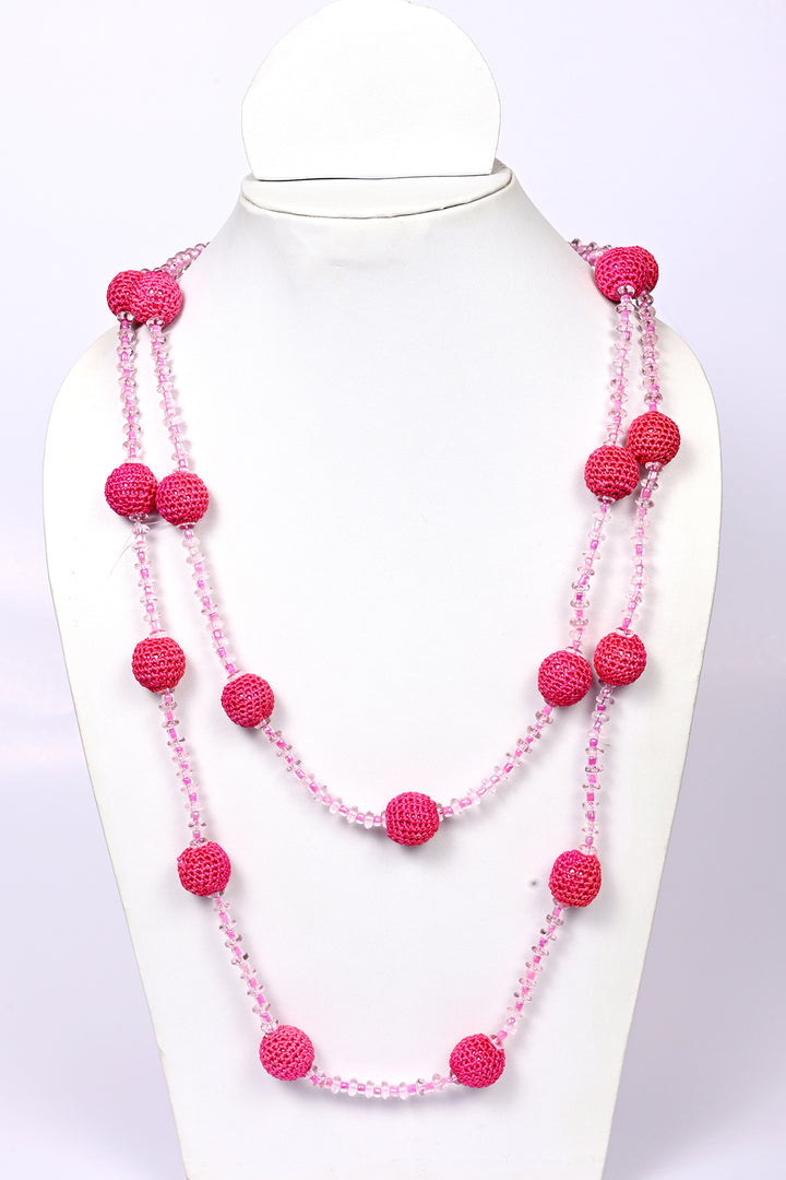 Long Glass Beads Neckalce With Rig Beads