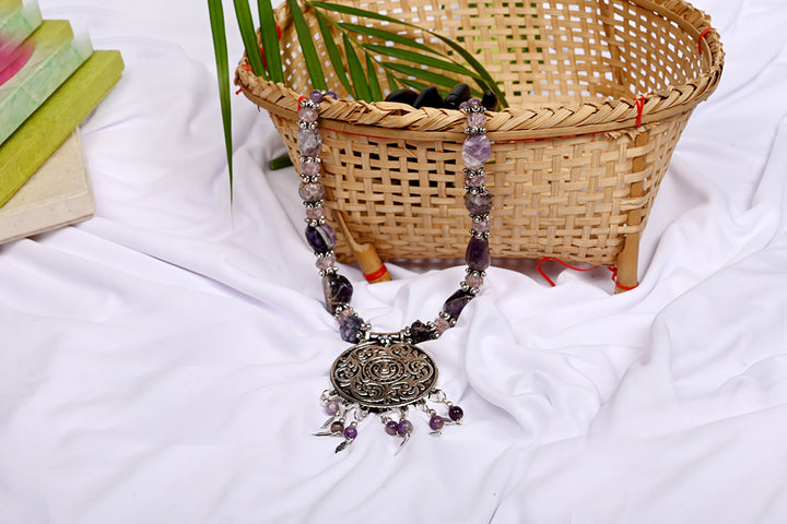 Natural Stone Beads Necklace With Pendant