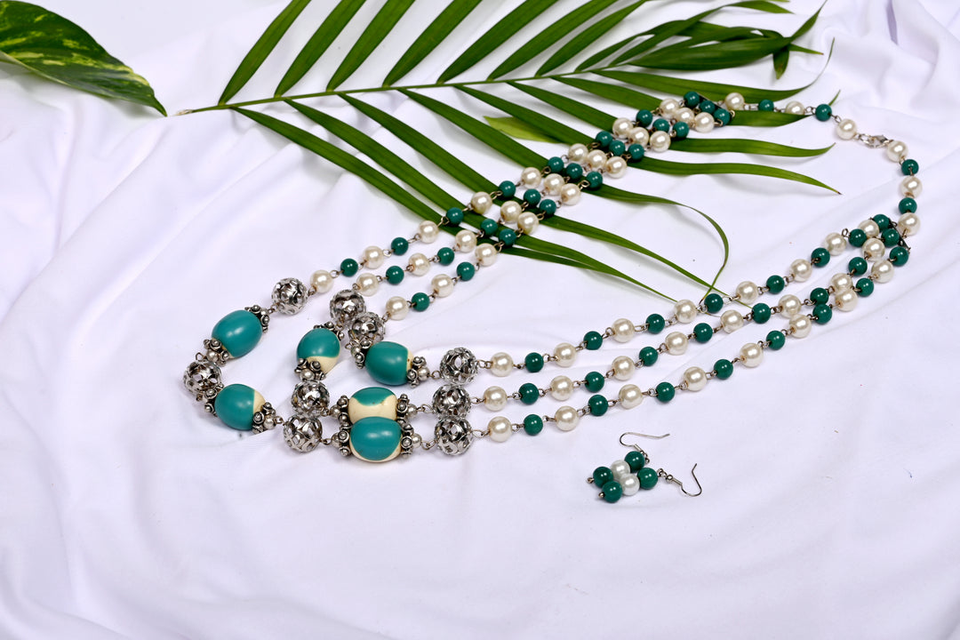 Multi Layer Long Glass Beads Necklace