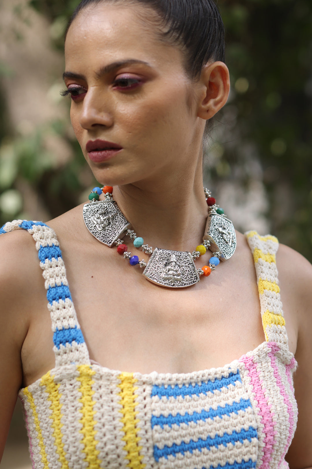 Choker With Oxidised Metal