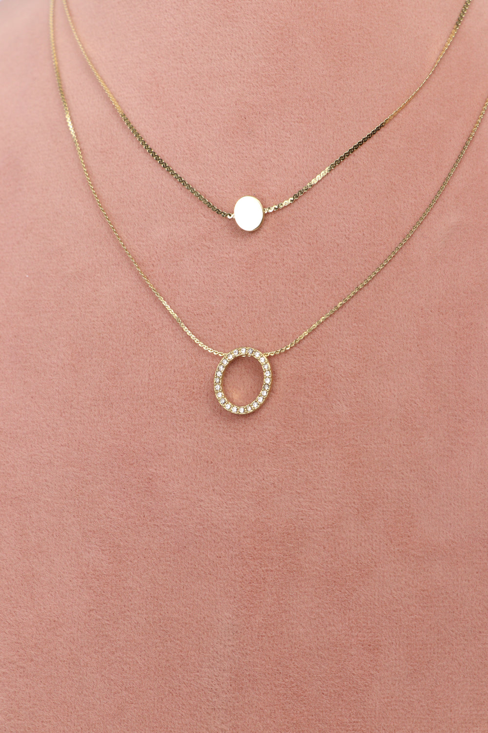 De-Lemon gold lariat necklace with mother of pearl style heart charms