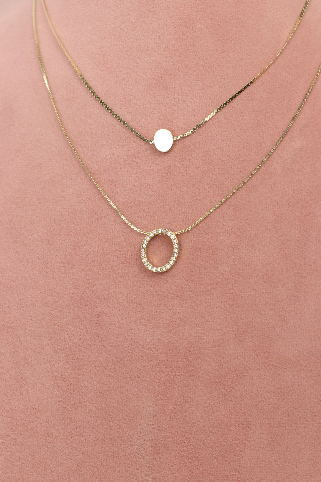 De-Lemon gold lariat necklace with mother of pearl style heart charms