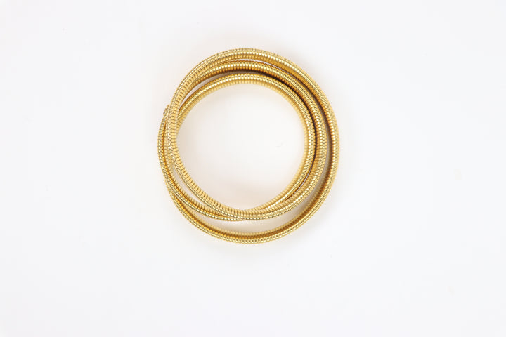 Delemon gold Aria flexible tubogas gaspipe wrap-around infinity style bracelet in waterproof 18k gold plated stainless steel