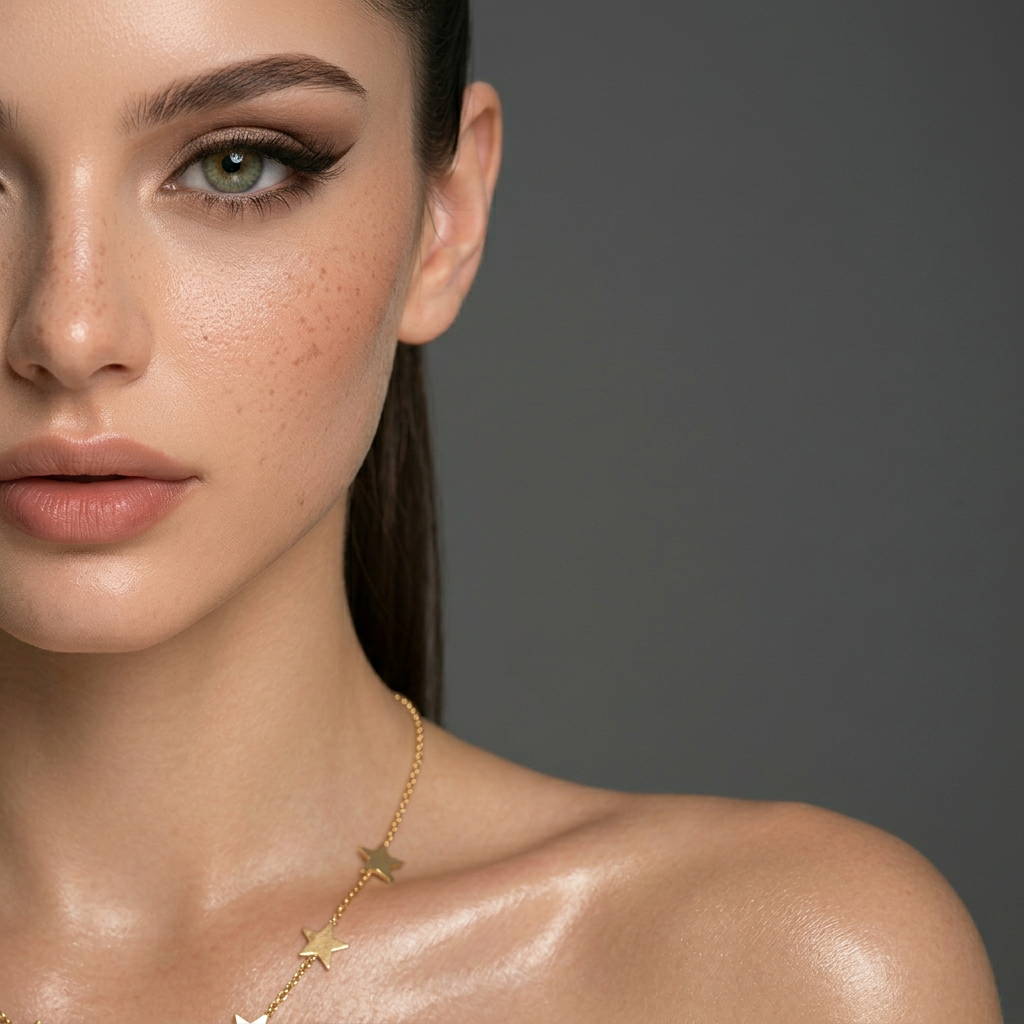 Delemon high-quality gold plated chain necklace featuring multiple delicate star charms in a station design