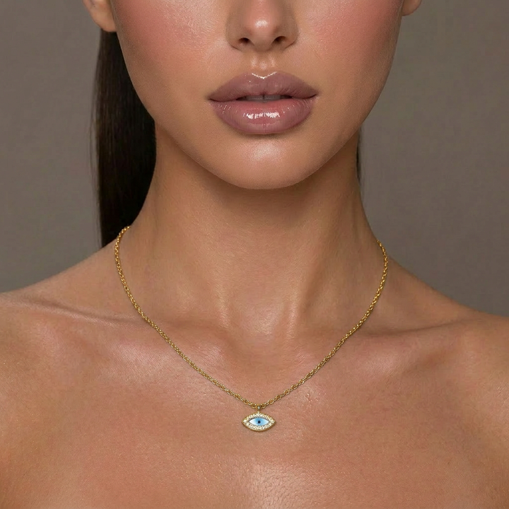 Delemon high-quality gold plated chain necklace featuring multiple delicate star charms in a station design