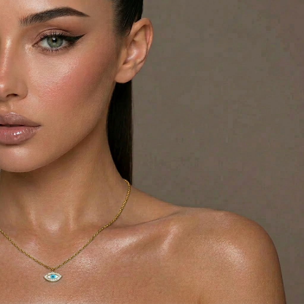 Delemon high-quality gold plated chain necklace featuring multiple delicate star charms in a station design