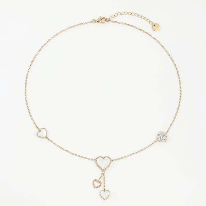 Delemon high-quality gold plated delicate Y-shaped drop necklace featuring round bezel-set pink crystal